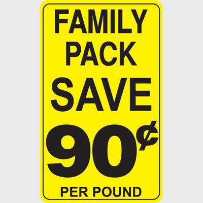 Family Pack Label Save 90¢ Per Pound - 250/Roll