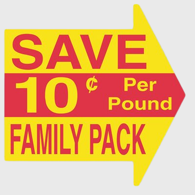 Coupon And Discount Label Save Family Pack 10¢ Per Pound - 500/Roll