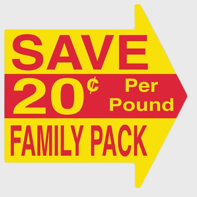 Coupon And Discount Label Save Family Pack 20¢ Per Pound - 500/Roll