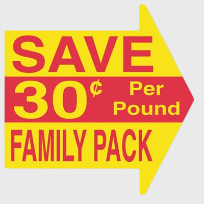Coupon And Discount Label Save Family Pack 30¢ Per Pound - 500/Roll