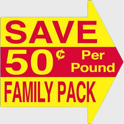Coupon And Discount Label Save Family Pack 50¢ Per Pound - 500/Roll