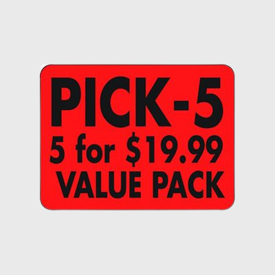 Coupon And Discount Label PICK 5 - 5 for $19.99 - Value - 500/Roll