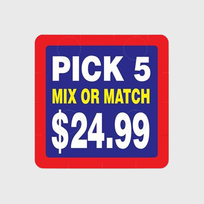 Coupon And Discount Label Pick 5 - Mix or Match -$24.99 - 500/Roll