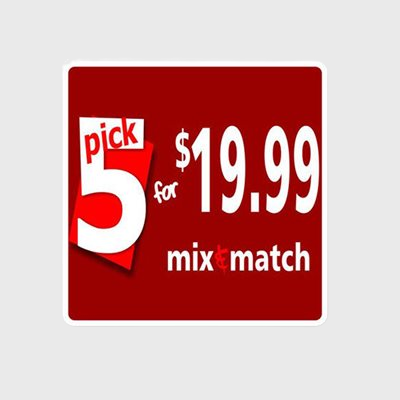Coupon And Discount Label Pick 5 for $19.99 Mix or Match - 500/Roll
