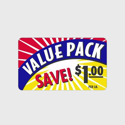 Coupon And Discount Label Value Pack / Save $1.00 Label - 500/Roll