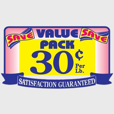Value Pack Label Save 30¢ Per lb - 500/Roll