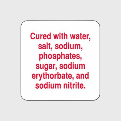 Specialty Meat Label Cured With Water, Salt, Sodium - 1,000/Roll
