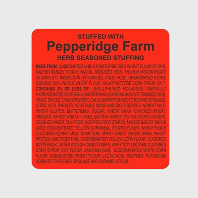 Specialty Meat Label Pepperidge Farm Stuffed With -  500/Roll
