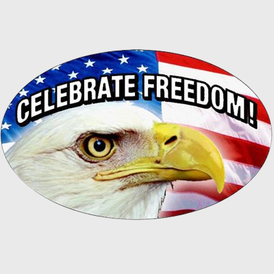 Seasonal Label Celebrate Freedom With Eagle And Flag - 500/Roll