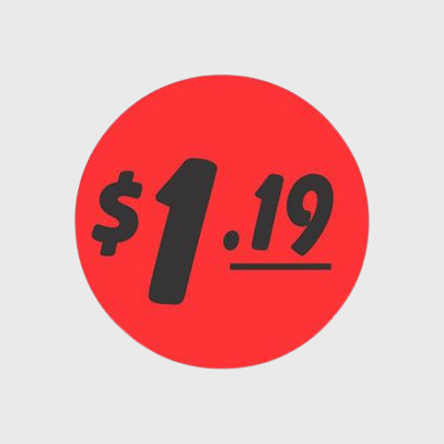 Coupon And Discount Label $1.19 Bullseye - 1,000/Roll