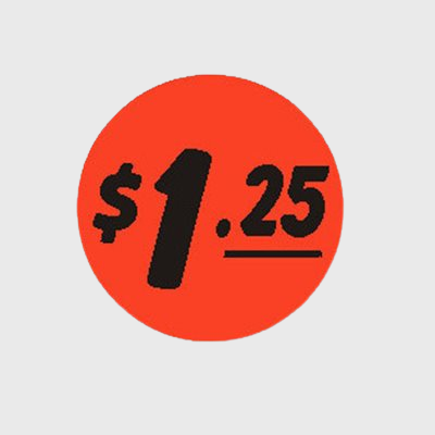 Coupon And Discount Label $1.25 Bullseye - 1,000/Roll