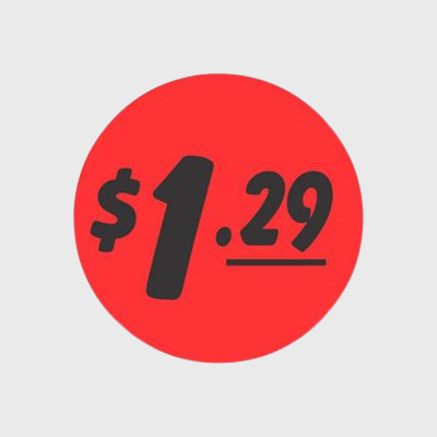 Coupon And Discount Label $1.29 Bullseye - 1,000/Roll