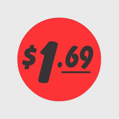 Coupon And Discount Label $1.69 Bullseye - 1,000/Roll