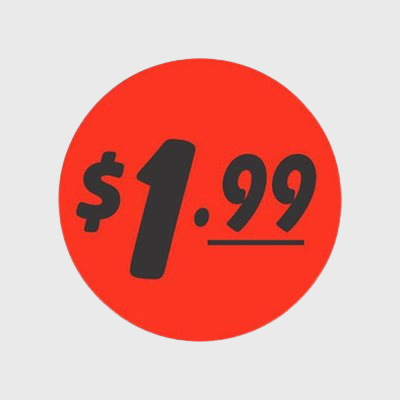 Coupon And Discount Label $1.99 Bullseye - 1,000/Roll