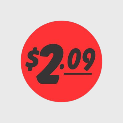 Coupon And Discount Label $2.09 Bullseye - 1,000/Roll