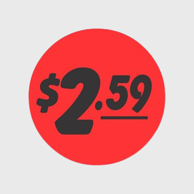 Coupon And Discount Label $2.59 Bullseye - 1,000/Roll