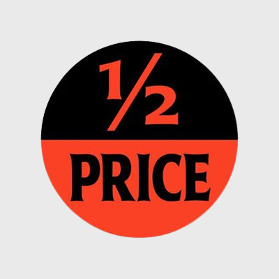 Coupon And Discount Label 1 / 2 Price - 1,000/Roll