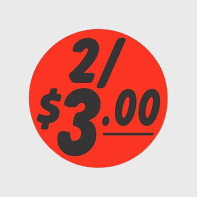 Coupon And Discount Label 2 / $3.00 Bullseye - 1,000/Roll