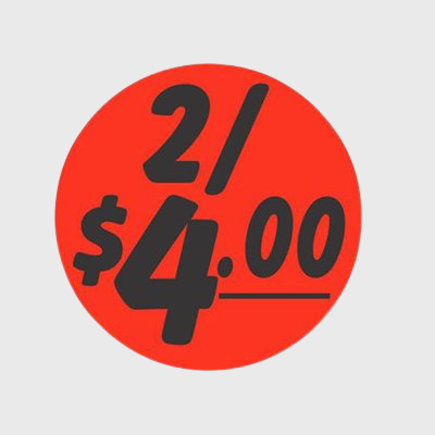 Coupon And Discount Label 2 / $4.00 Bullseye - 1,000/Roll