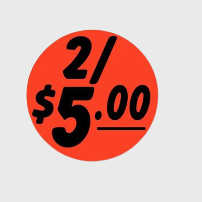Coupon And Discount Label 2 / $5.00 Bullseye - 1,000/Roll