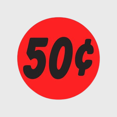Coupon And Discount Label 50¢ Bullseye - 1,000/Roll