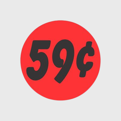Coupon And Discount Label 59¢ Bullseye - 1,000/Roll