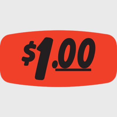 Pricing Label $1.00 - 1,000/Roll