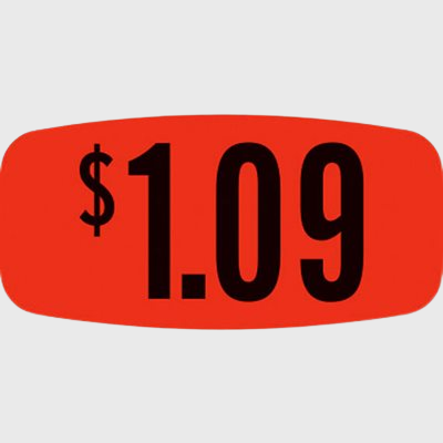 Pricing Label $1.09 - 1,000/Roll