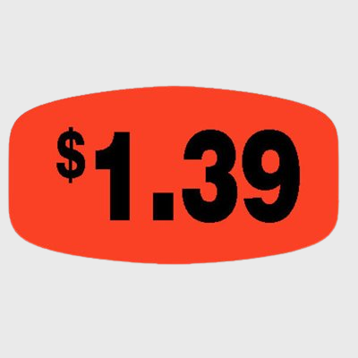 Pricing Label $1.39 - 1,000/Roll