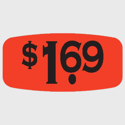 Pricing Label $1.69 - 1,000/Roll