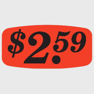Pricing Label $2.59 - 1,000/Roll