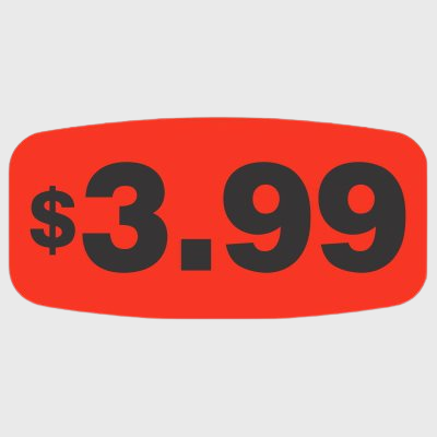 Pricing Label $3.99 - 1,000/Roll