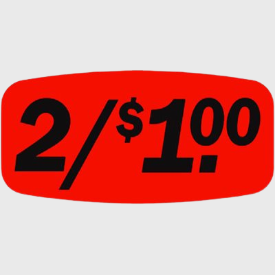 Pricing Label 2/$1.00 - 1,000/Roll