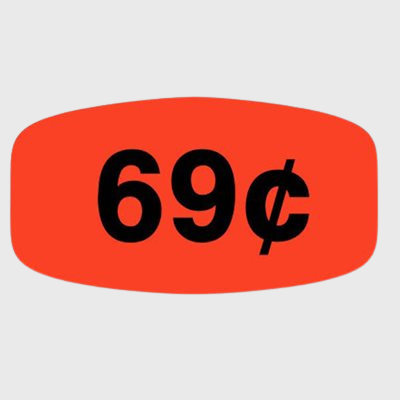 Pricing Label 69¢ - 1,000/Roll