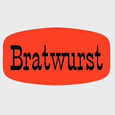 Short Oval Label Bratwurst - 1,000/Roll