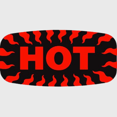 Short Oval Label Hot With Decoration Border - 1000/Roll