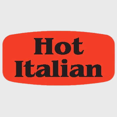 Short Oval Label Hot Italian - 1,000/Roll