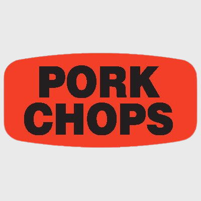 Short Oval Label Pork Chops - 1,000/Roll