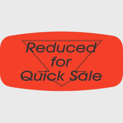Short Oval Label Reduced for Quick Sale - 1,000/Roll