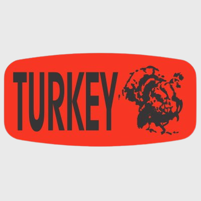 Short Oval Label Turkey - 1,000/Roll