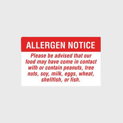 Food Allergen Label Allergen Notice - 1000/Roll