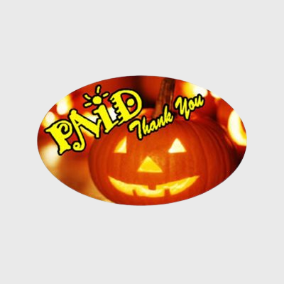 ﻿Promotional Specialty Label Paid Thank You Jack O'Lantern - 500/Roll