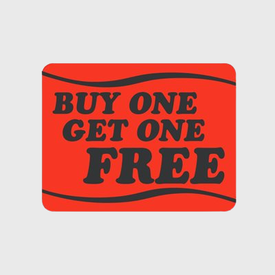 Coupon And Discount Label Buy One Get One Free Wave - 500/Roll