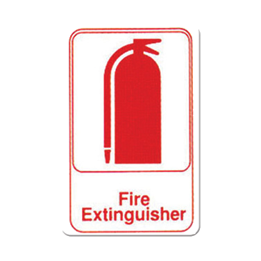 Information Sign with Symbol "Fire Extinguisher" Red & White 6" x 9"H