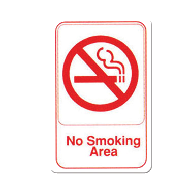 Information Sign with Symbol "No Smoking Area" Red & White 6" x 9"H