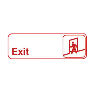 Information Sign with Symbol "Exit" Red & White 9" x 3"H