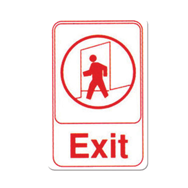 Information Sign with Symbol "Exit" Red & White 6" x 9"H