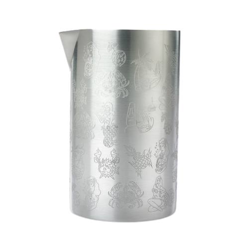 Barfly Stainless Steel Double Wall Mixing Tin Tiki Theme 21 oz.