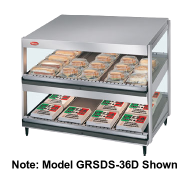 Hatco Glo-Ray® 2 Slant Shelves 20 Rod Countertop Merchandising Warmer Stainless Steel & Aluminum Construction