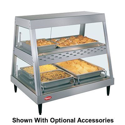 Hatco Glo-Ray® Countertop Heated Glass Display Case 32.5"W Dual Shelves Stainless Steel & Aluminum Construction